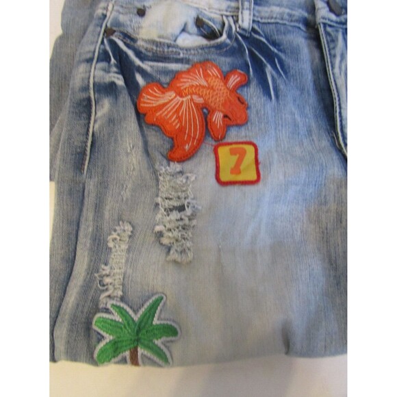 Ban Jara Jeans Skinny Leg Patches Distressed Denim Womens Size 27 6 - Picture 7 of 12